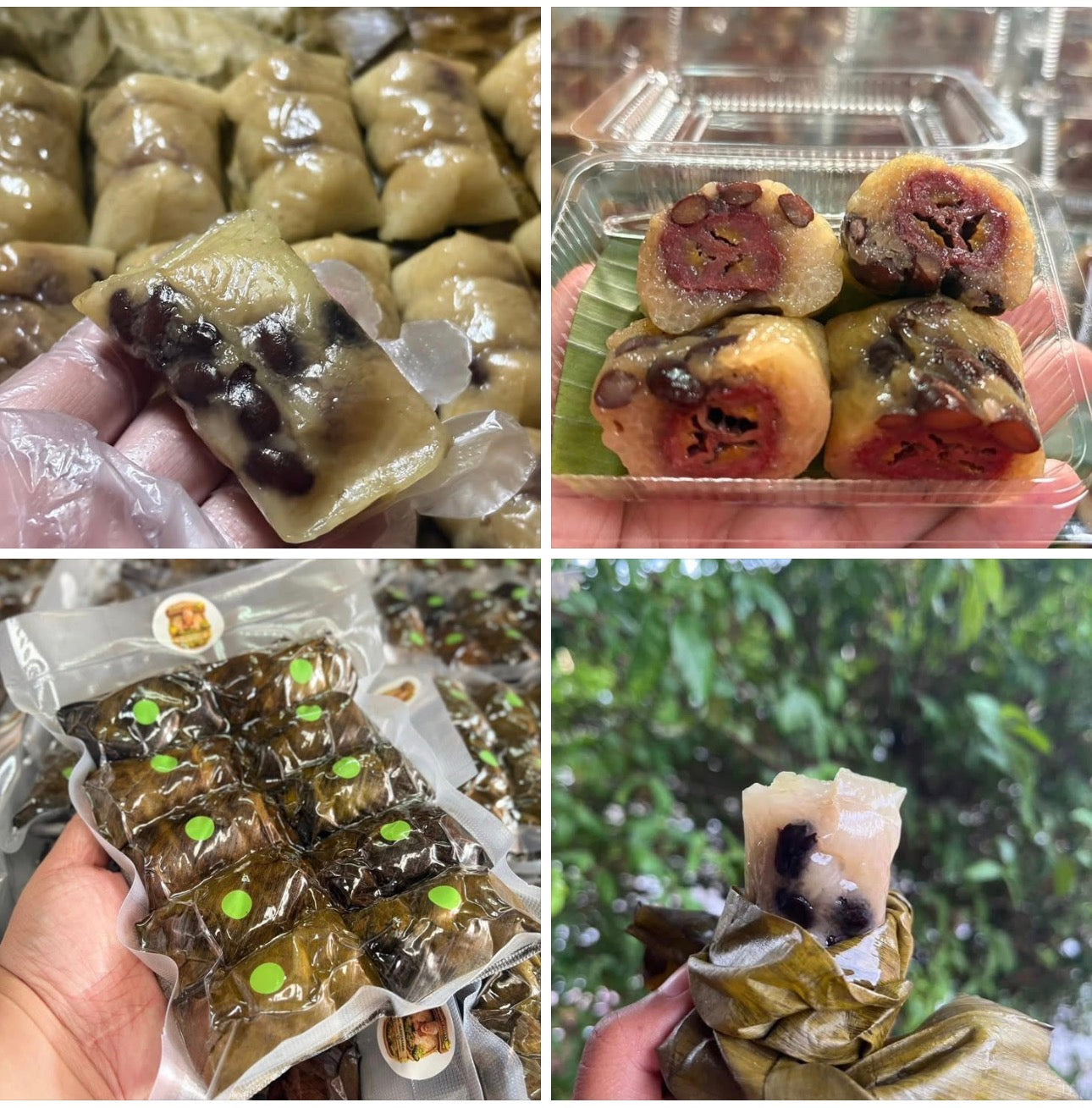 ข้าวต้มไส้กล้วยนางยา(กล้วยนางพญา) 680-700 กรัม / Sweet sticky rice with banana and black beans 680-700g