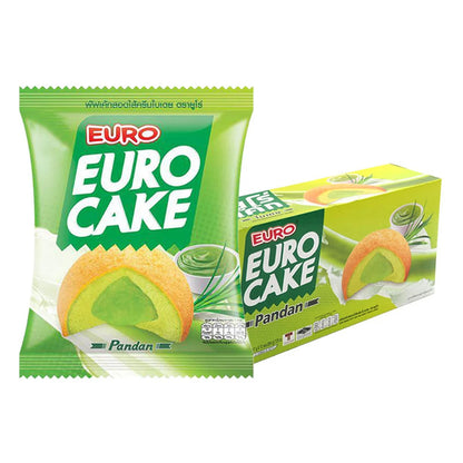 ยูโร่ พัฟเค้ก สอดไส้ครีมรสใบเตย 17ก. x 12 ชิ้น : Euro Puff Cake with Pandan Cream Filling (17 g × 12 pcs)