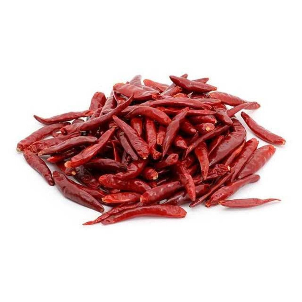 พริกจินดาแห้งเด็ดก้าน 500กรัม / Dried Jinda chili peppers, stems removed
